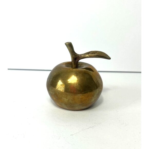 Vintage Solid Brass Apple Bell Teacher’s Desk Paperweight Classroom Decor - Picture 4 of 7